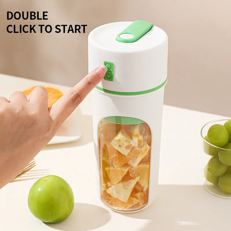 Portable USB rechargeable kitchen juicer in blue, green or orange with 400ml capacity