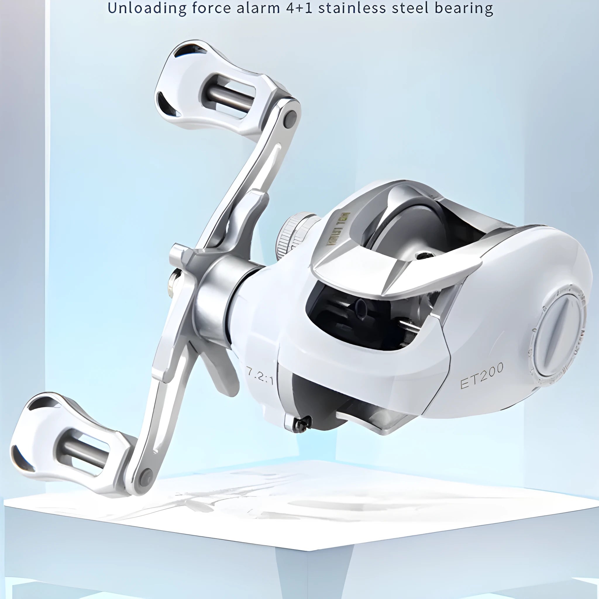 White drop wheel fishing reel with left or right hand retrieve for micro jigging and bait casting