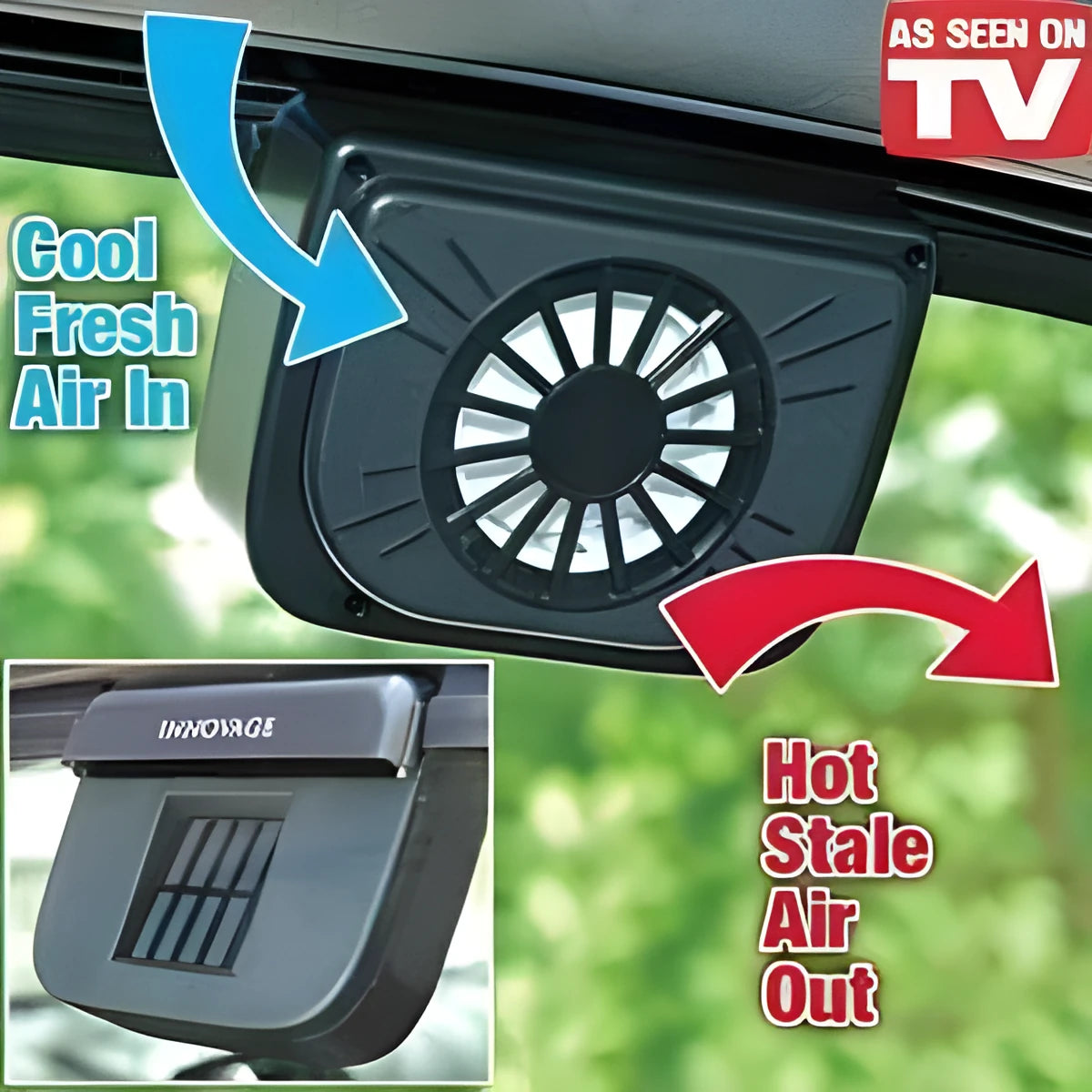 Solar car cooler with ABS housing and exhaust fan for vehicle ventilation