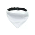 White polyester dog scarf for thermal transfer customisation in S, M, L, and XL sizes