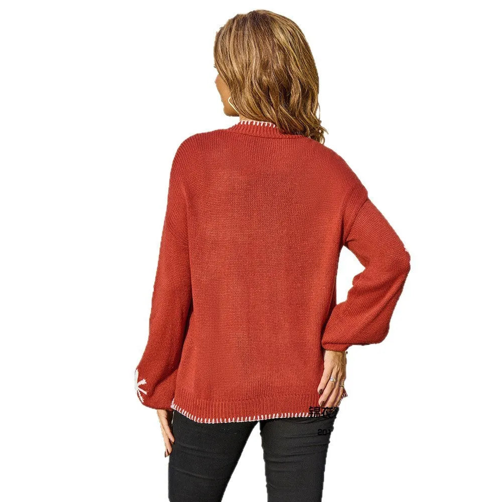 Beige jacquard floral knitted coat for plus-size women with off-neck design and regular sleeves