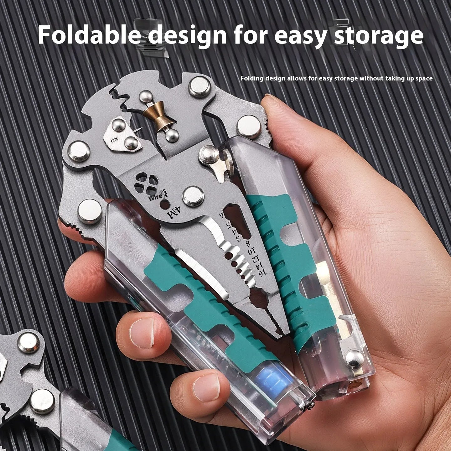 Electrician's multi-functional wire stripper with needle-nose pliers design showing rust prevention steel construction