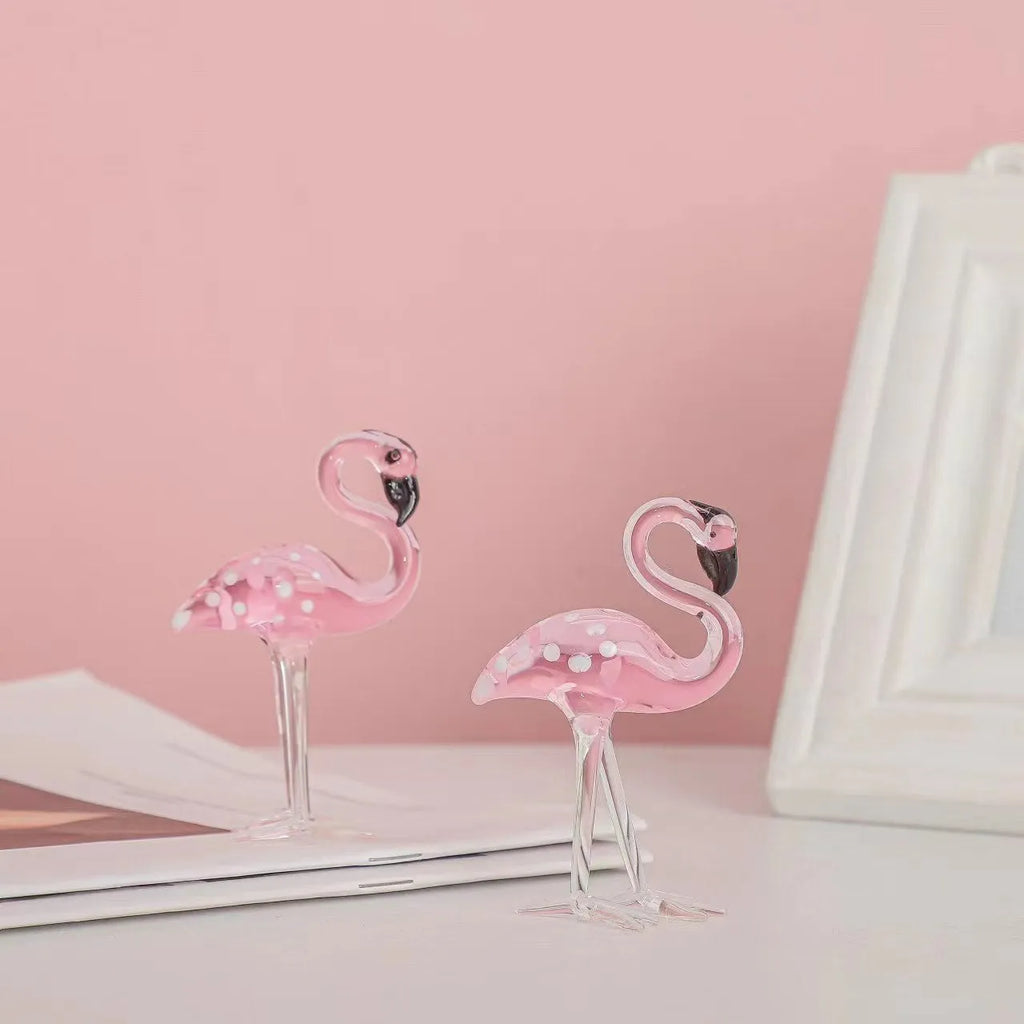 Pink crystal flamingo decorative ornament modern minimalist style 20-25cm