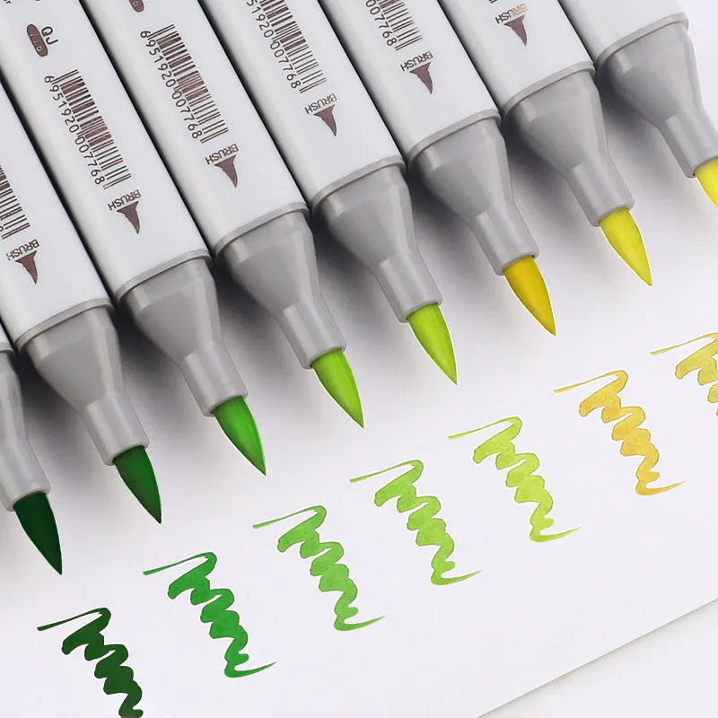 48-colour oily soft-tip marker set with square rod construction for student hand-painted design projects