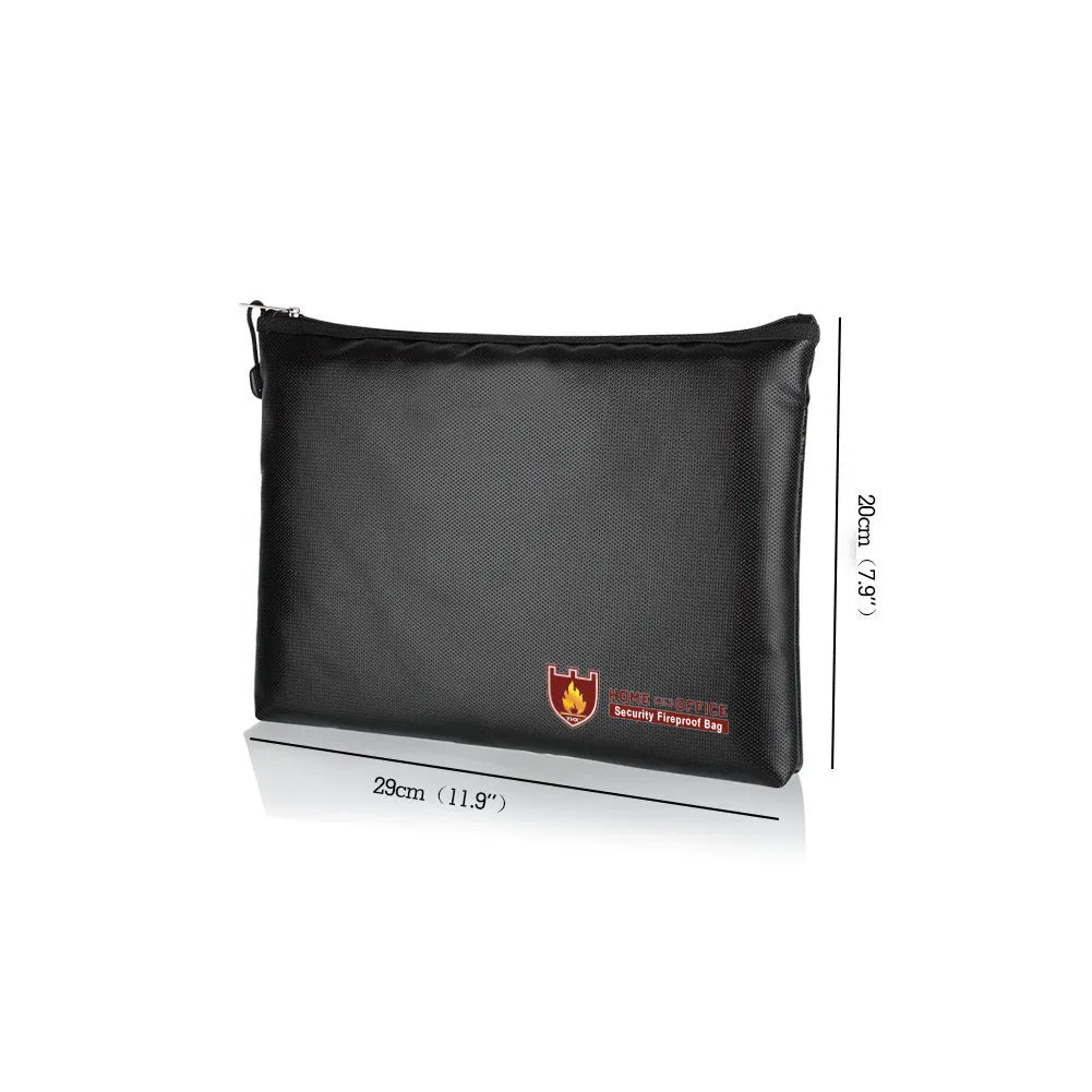 Black fire-proof document protection bag for legal contracts in three size options