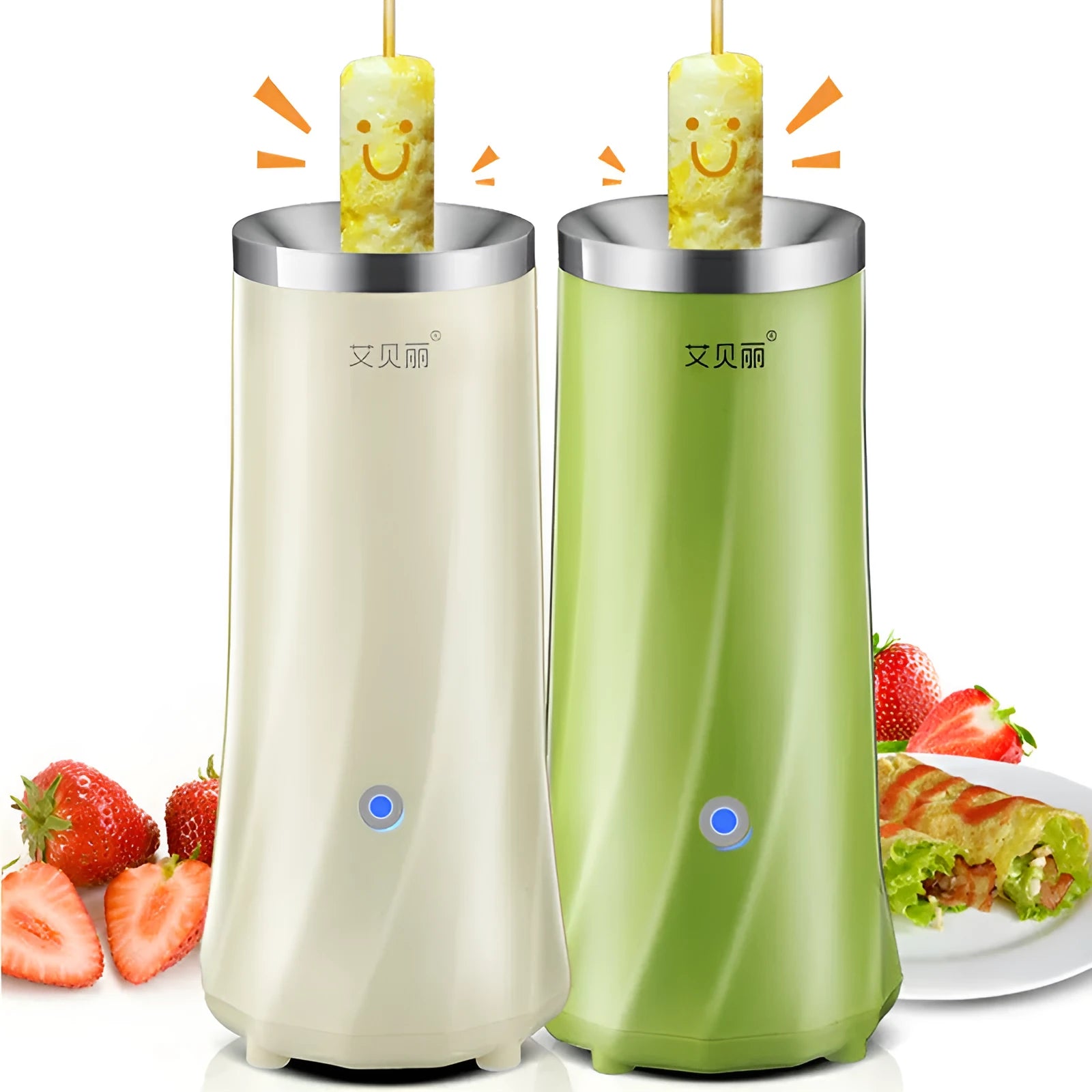 Beige mini breakfast machine with compact design for kitchen counter use