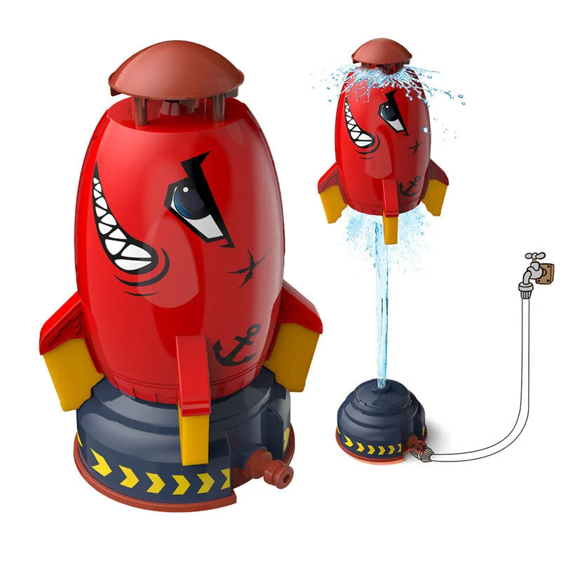 Yellow ABS plastic rocket launcher water toy for kids outdoor garden play.