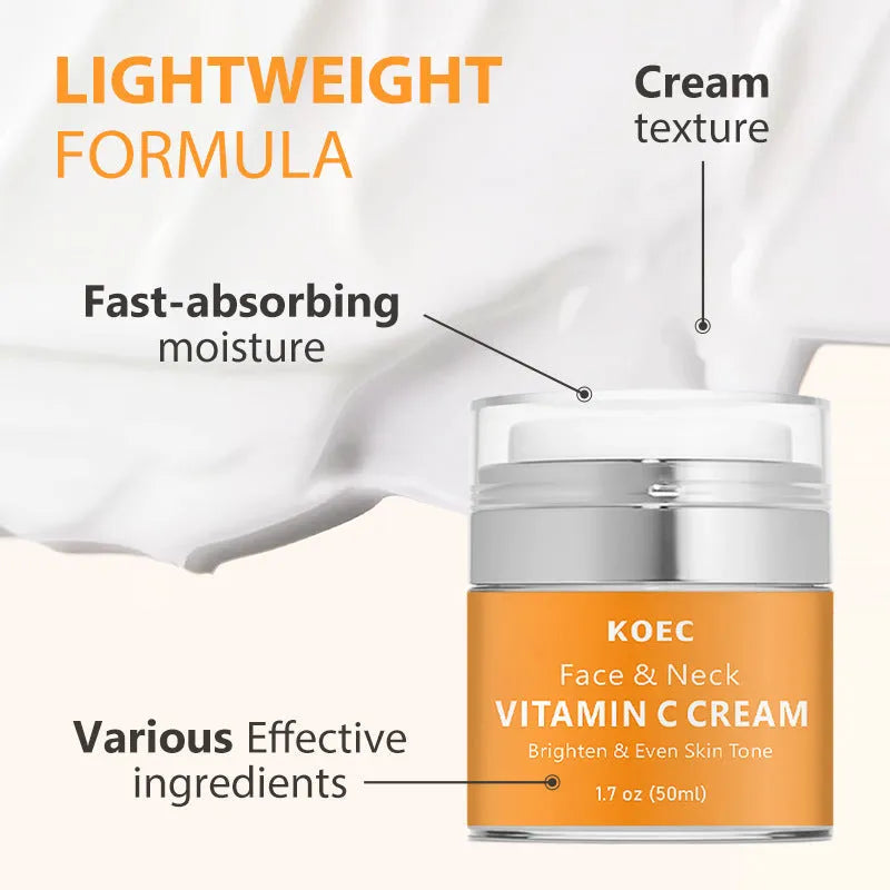 50g pot of retinol neck cream with English labelling for moisturising and light lines.