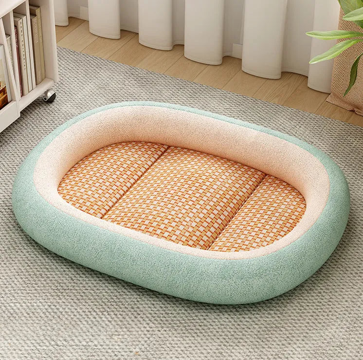 Removable cover cotton-filled pet bed in various sizes and colours for dogs and cats