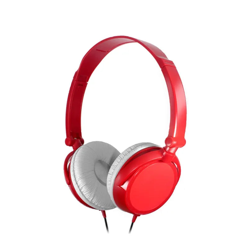 Black folding wired over-ear headphones with adjustable headband and 3.5mm plug on a 1.2m cable.