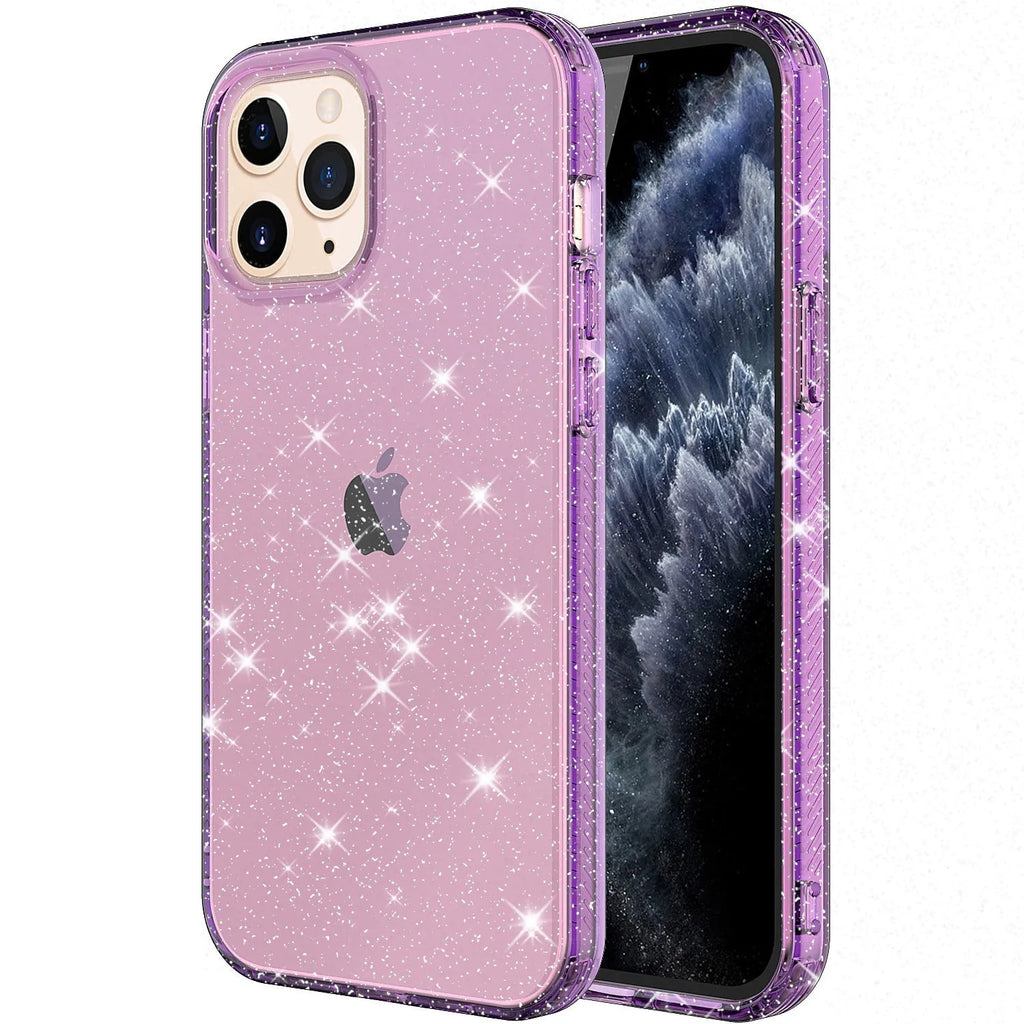 Glitter transparent TPU phone case for iPhone 12 Pro Max in multiple colour options