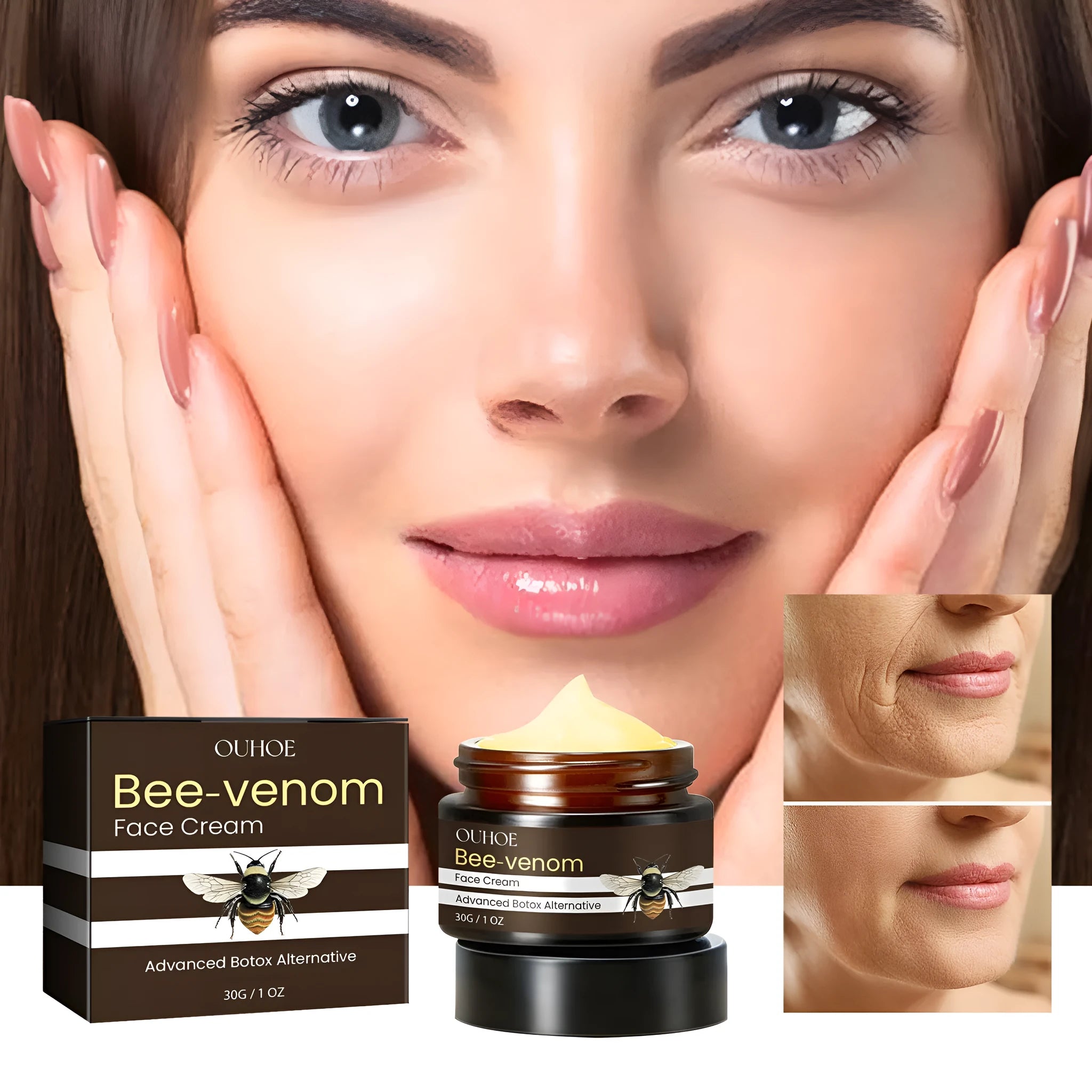 OUHOE Bee Firming Cream in a 30g container for hydrating and nourishing facial skin.