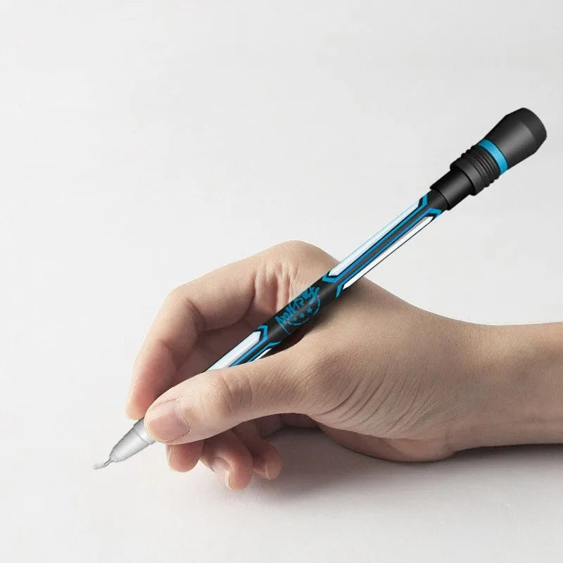 Frosted silica gel anti-slip rotary pen with 0.35mm fine tip showing plastic body and grip detail