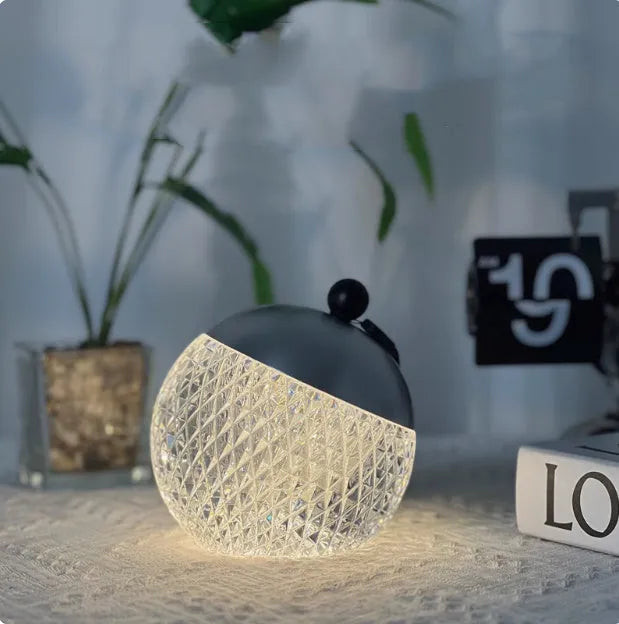 Modern minimalist portable night lamp with touch dimmer in chrome finish
