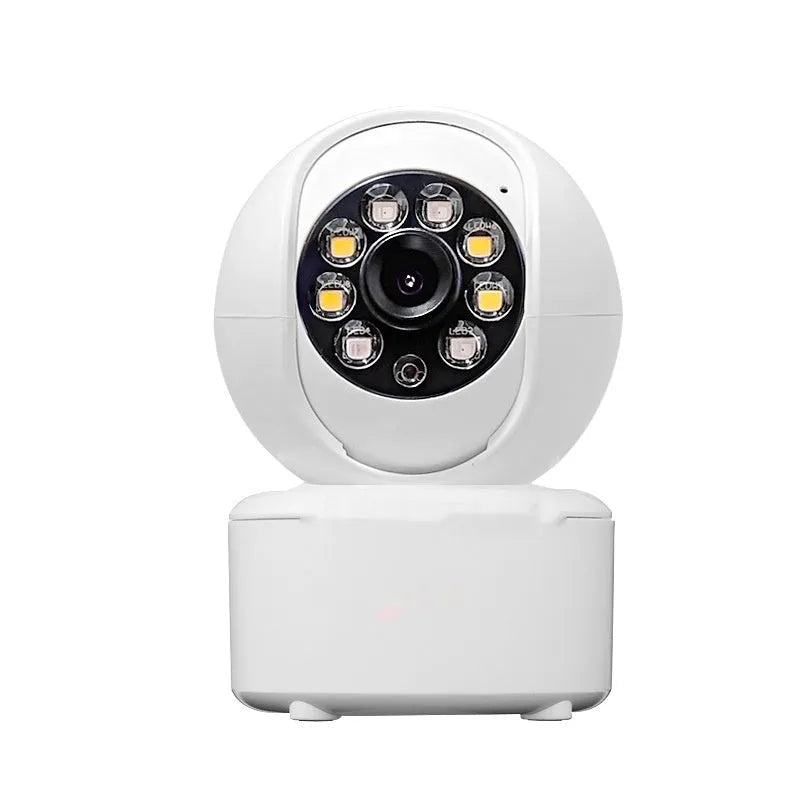 Indoor 1080p HD security camera with ceiling mount bracket on a white background.