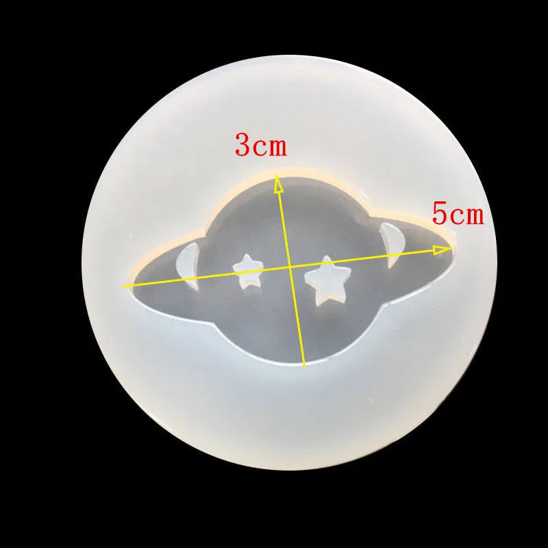 Clear silicone Full Mirror Planet epoxy resin mould for DIY jewellery making, approx 6.5cm.