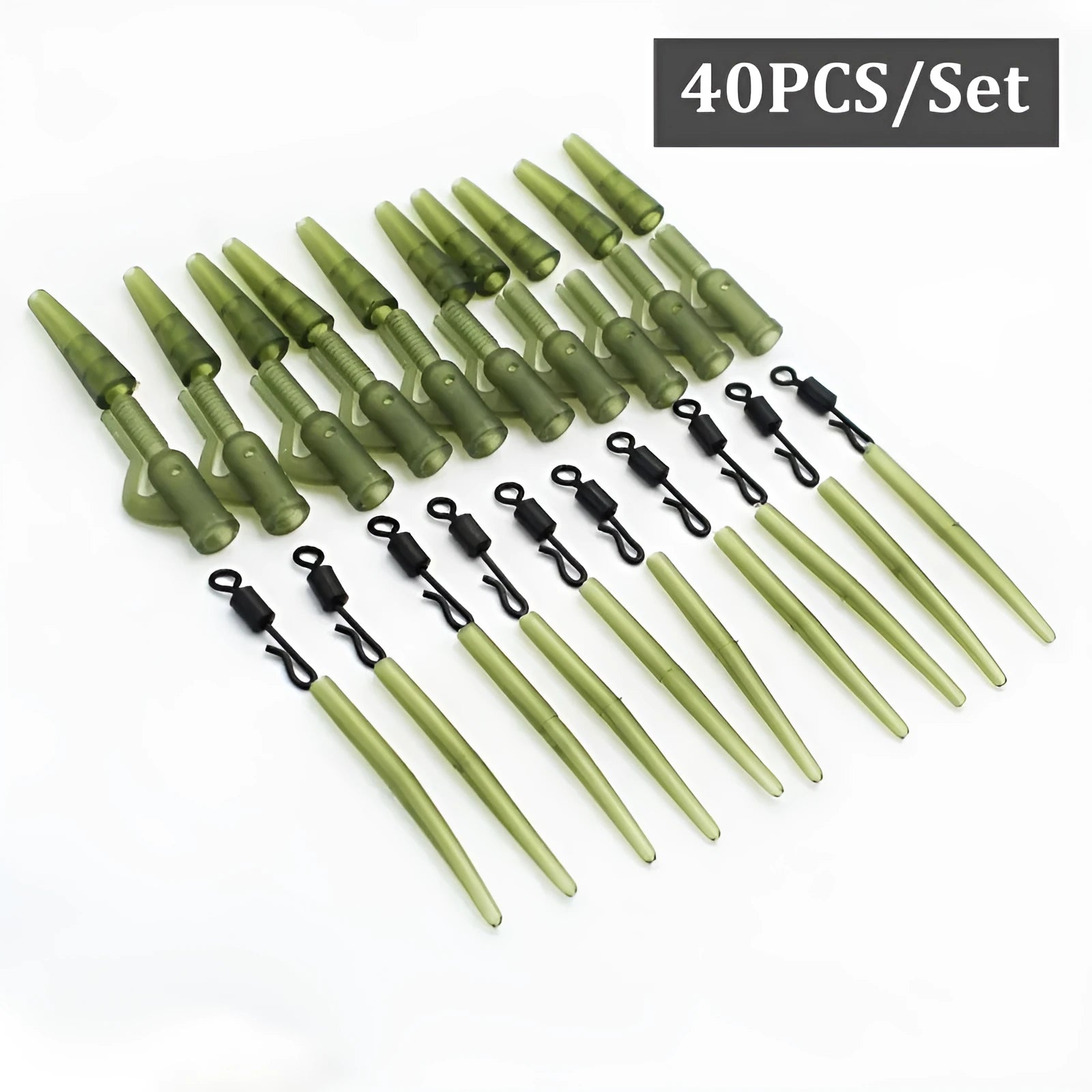 Carp fishing gear accessories 40-piece set in grass green colour made from ABS alloy copper