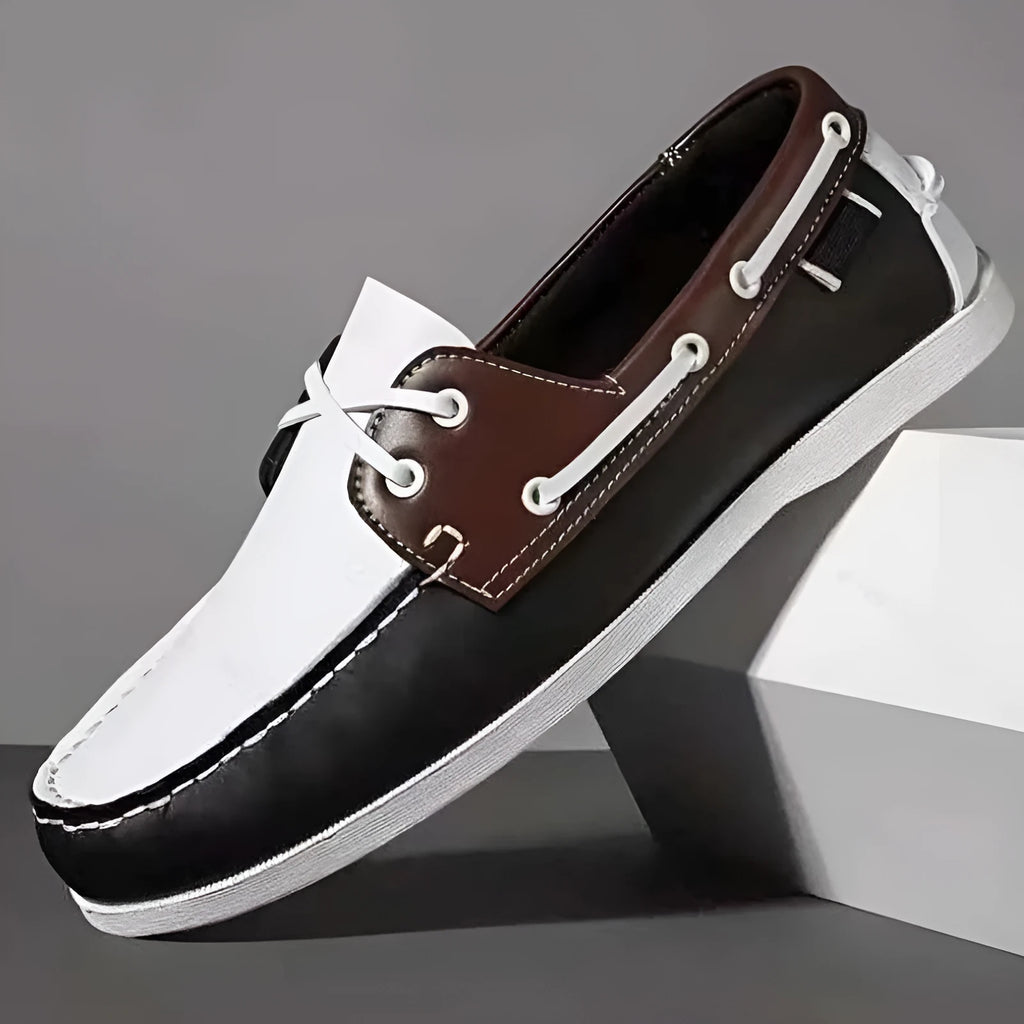 Men's British style casual shoes in artificial PU with flat heel and round toe design