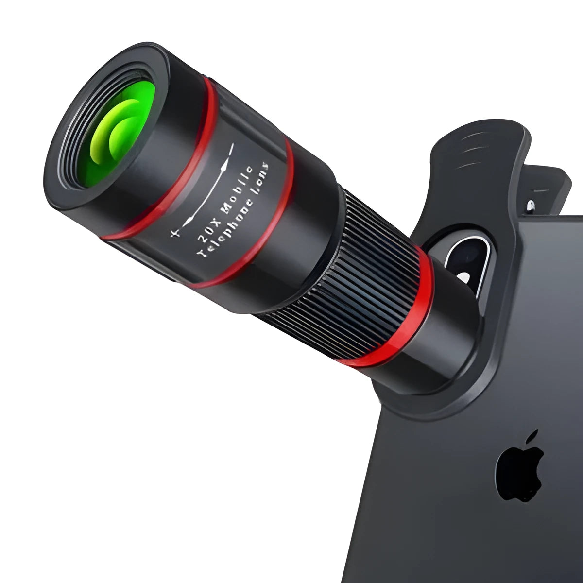 20x magnification smartphone telescope lens with universal clip and single-eye mask