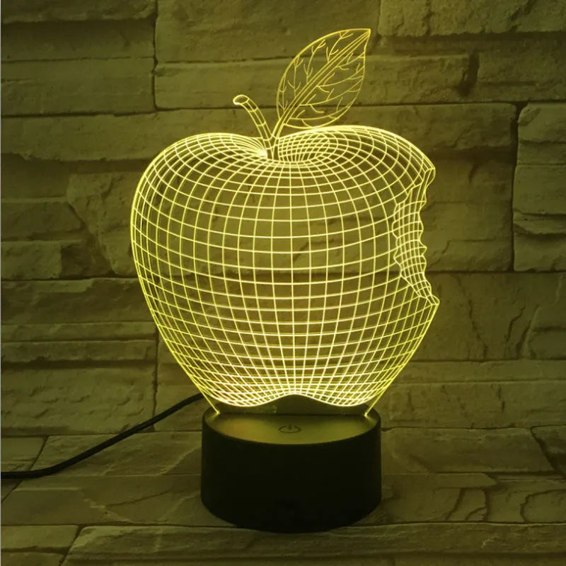 3D fruit decorative night light with colourful LED illumination and touch controls