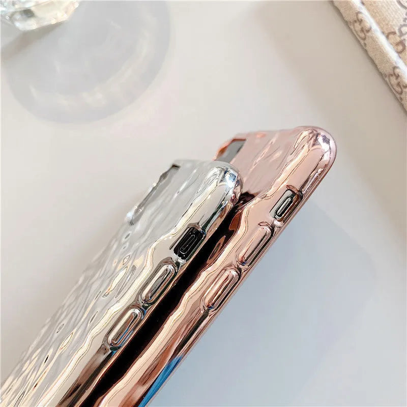 Electroplated metallic TPU iPhone case in rose gold colour showing back cover design