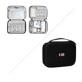 Black and grey EVA digital storage bag for headphones and accessories, showing single and double layer options