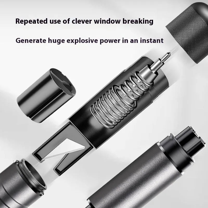 Gun grey aluminium alloy car emergency hammer with seatbelt cutter and glass breaker, 87mm length