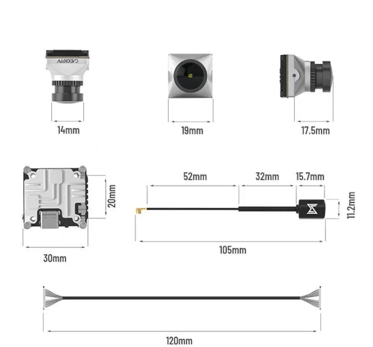 Caddx ADAPTS DJI FPV digital image transmission machine in silver with remote handle and mounting kit