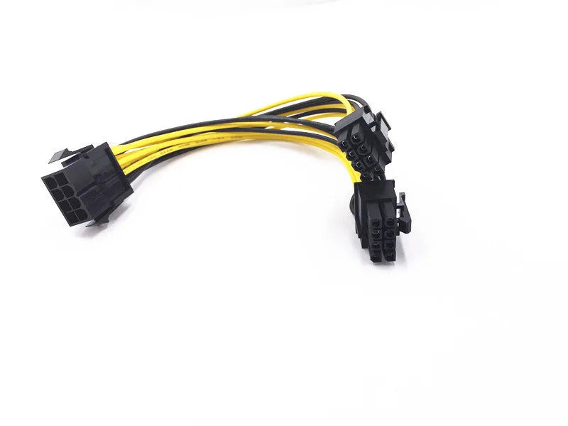 Graphics card power cable adapter with 8-pin female to dual 8-pin male connectors and 21cm oxygen-free copper wiring