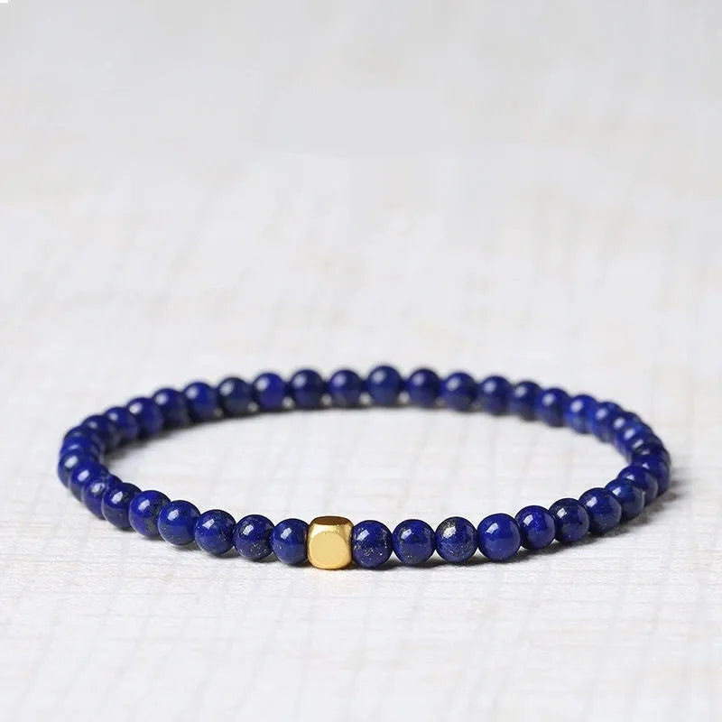 Natural green gold stone bracelet for women with geometric 16mm crystal beads