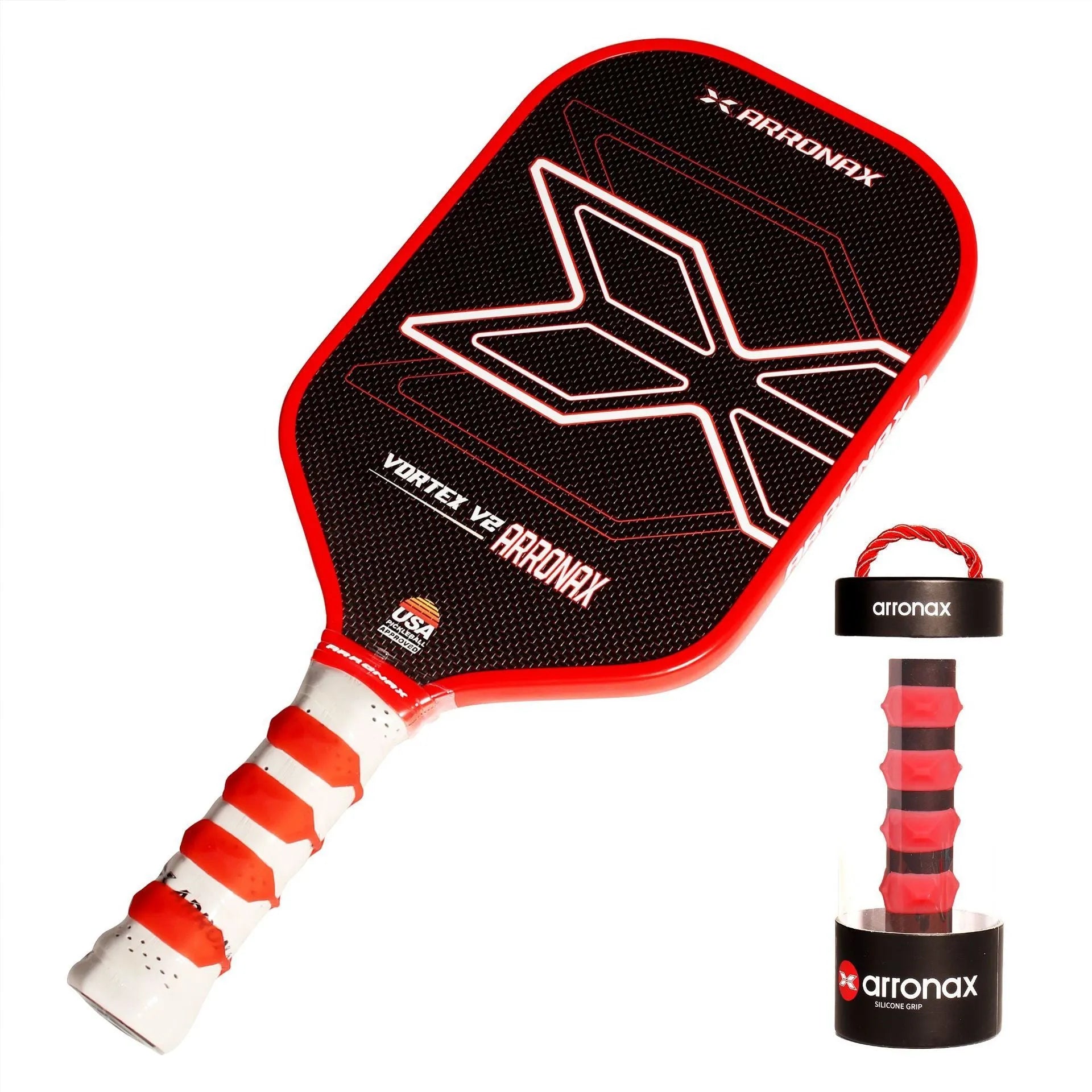 Silicone racquet hand buckle in seven colours, shown next to a tape measure indicating 17.6cm length.
