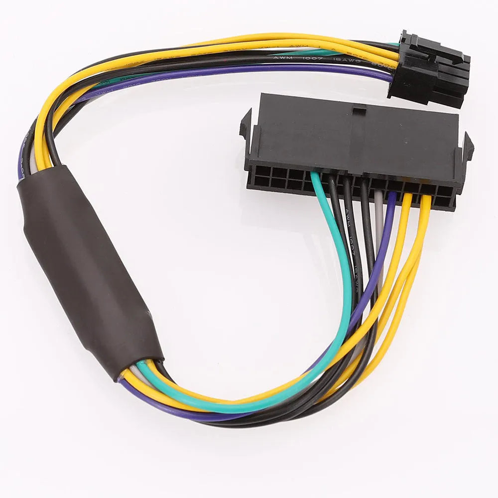 Black DELL Optiplex 8-pin power adapter cable with ATX 24-pin connector on one end, 30cm length.