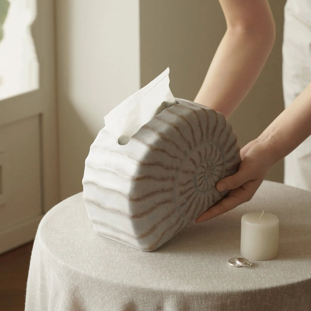 Resin tissue box cover with conch ramble shell design in modern simplicity style