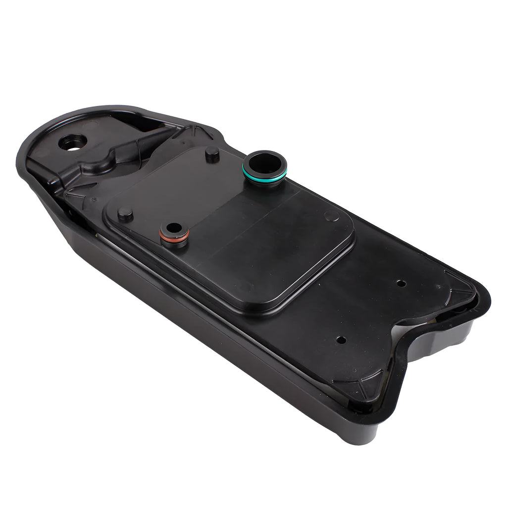 Black automotive crankcase ventilation filter for Ram 6.7L Cummins diesel trucks.