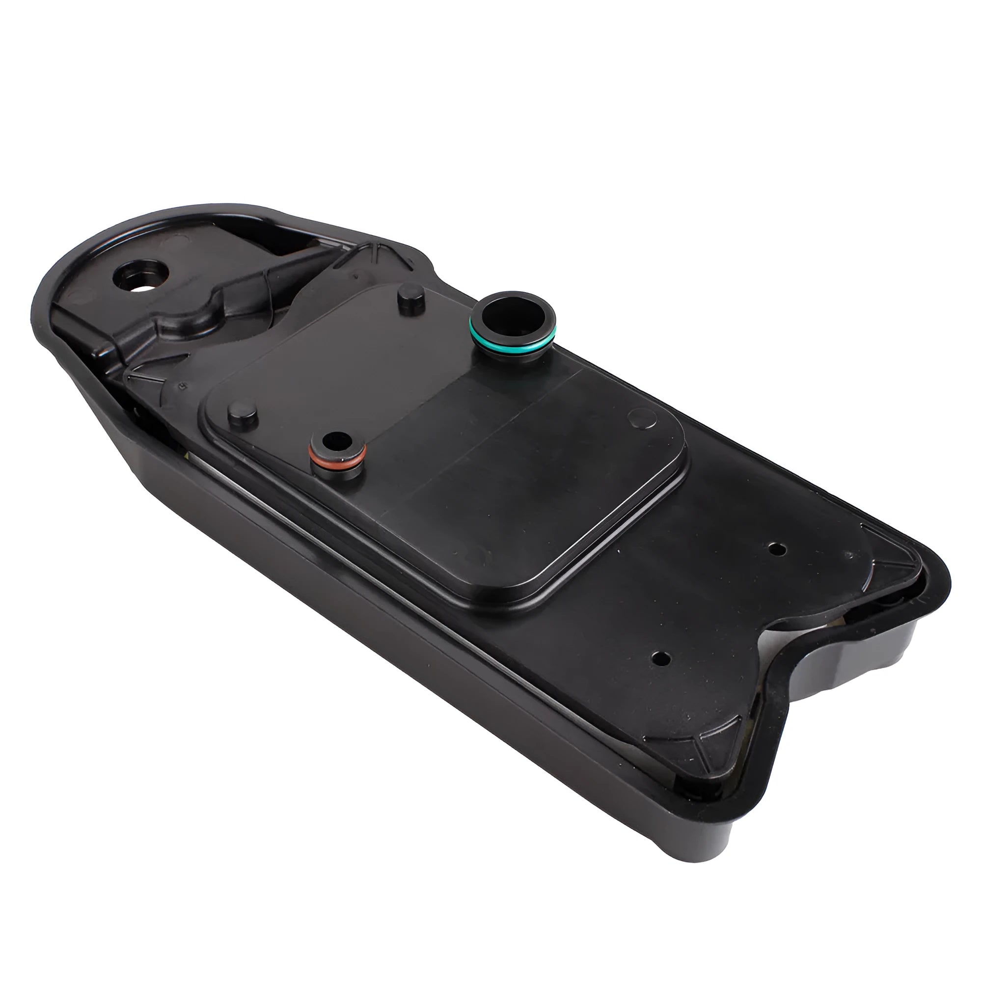 Black automotive crankcase ventilation filter for Ram 6.7L Cummins diesel trucks.