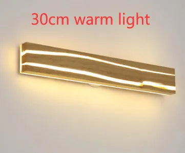 Solid wood rubberwood LED wall light in log colour with acrylic diffuser
