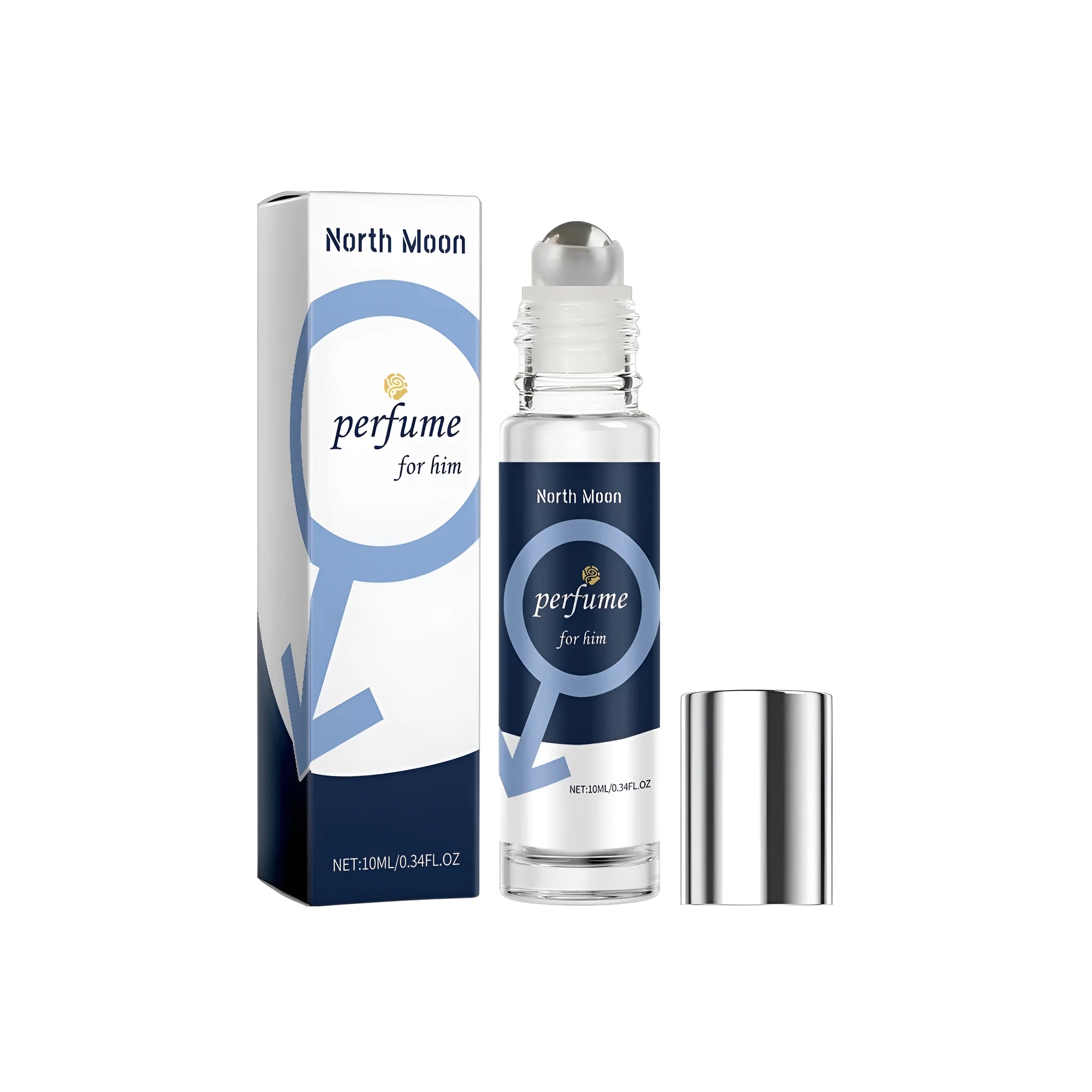 A 10ml bottle of men's perfume spray with bergamot, patchouli, and jasmine extracts.