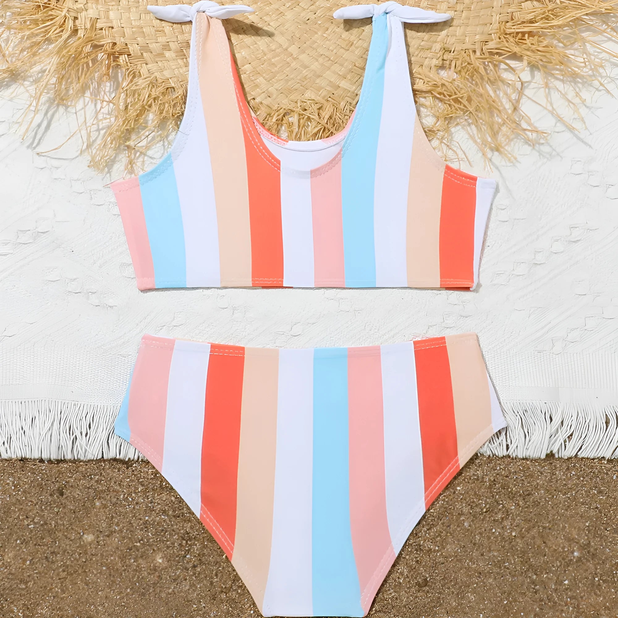 Girls' plaid printed swimsuit briefs for swimming and wading activities