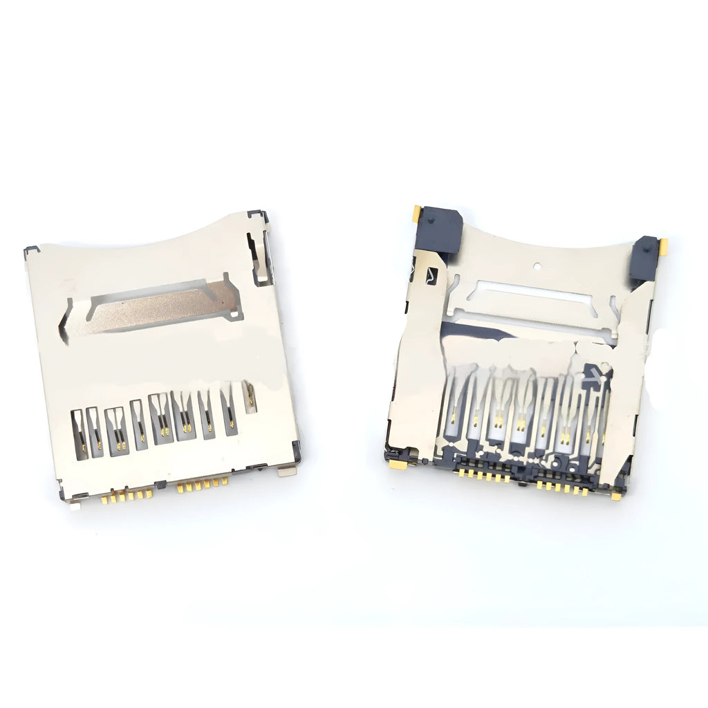 Alloy camera memory card storage slot in high foot or low foot variations