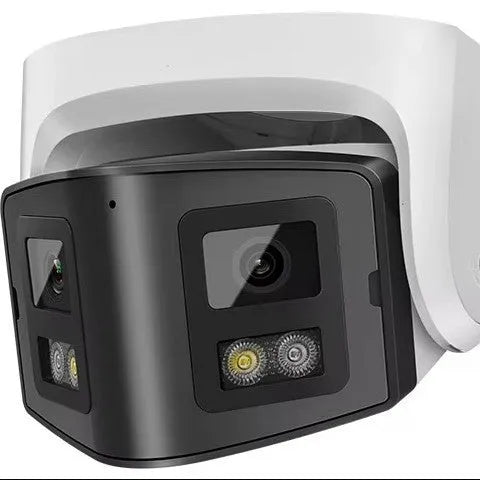 4MP dual-lens panoramic CCTV webcam with safety belt mount and IP66 waterproof rating