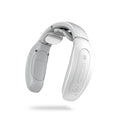Red and white intelligent cervical massager unit with handheld design and multiple massage modes.