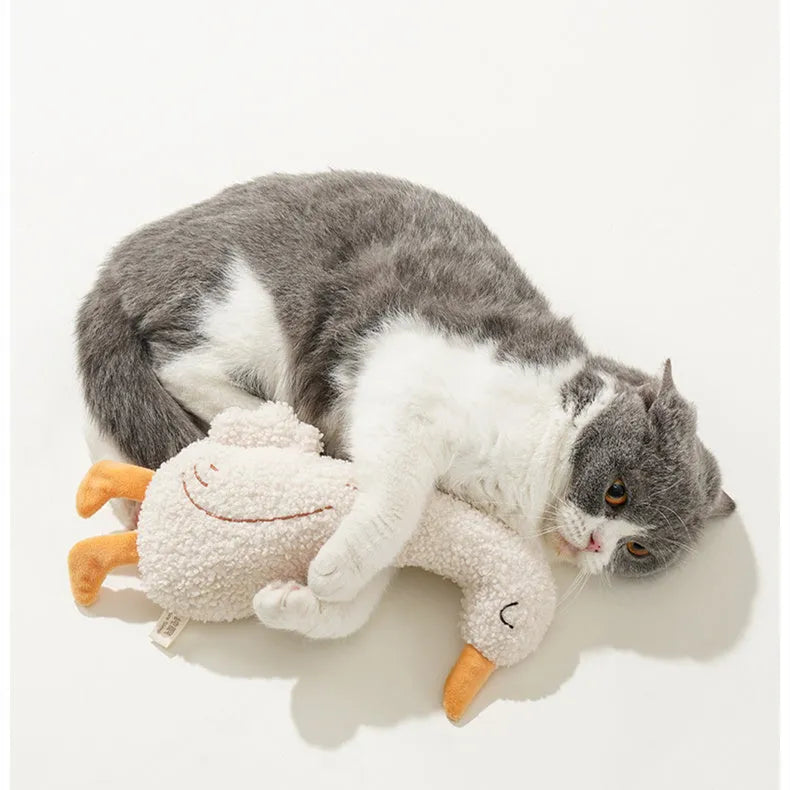 Cartoon fox and duckling design chew-resistant dog toys made from teddy velvet fabric.