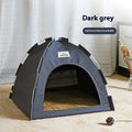 Washable grey tent-style pet bed for cats and small dogs with removable cover