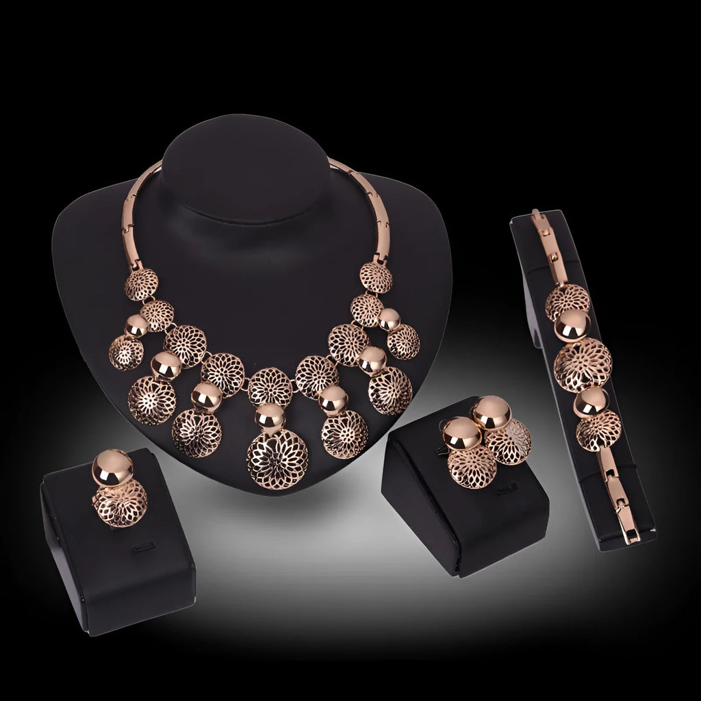 Korean fashion bride jewelry set of four pieces with alloy and electroplated finish