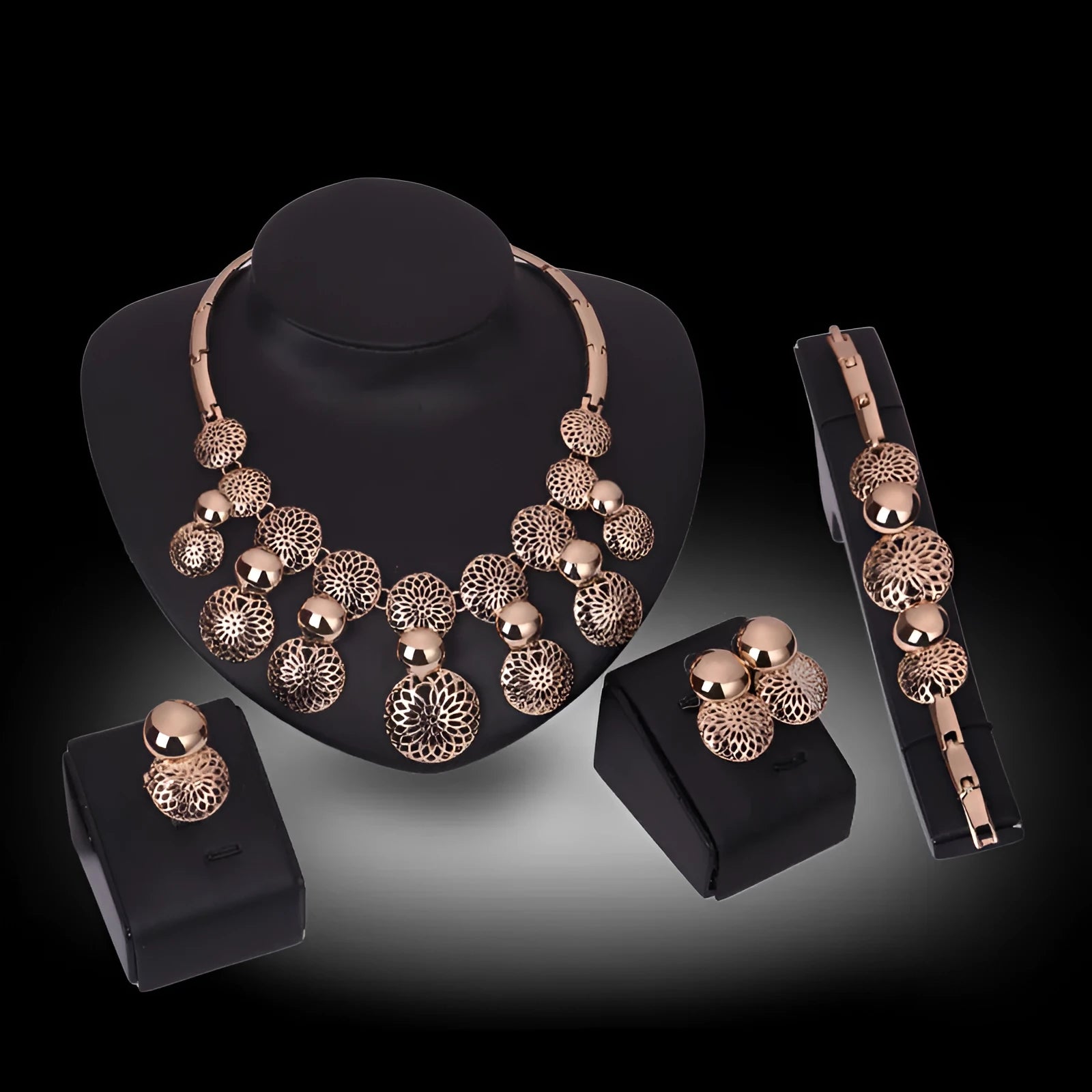 Korean fashion bride jewelry set of four pieces with alloy and electroplated finish
