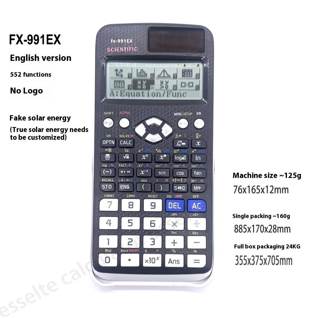 CASIO 991EX solar scientific calculator in black, blue, or pink colour options