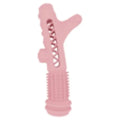 Blue TPR tree branch shaped dental chew toy for a small dog on a white background.