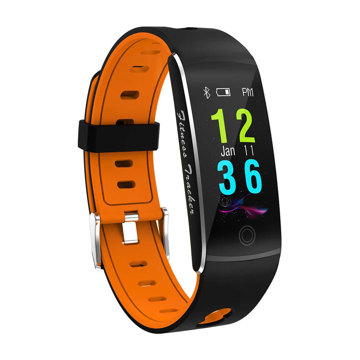 F10T smart bracelet with colour screen on a silicone wristband