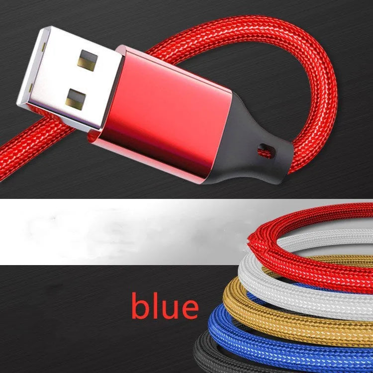 3-in-1 charging cable with nylon braid in multiple colour options