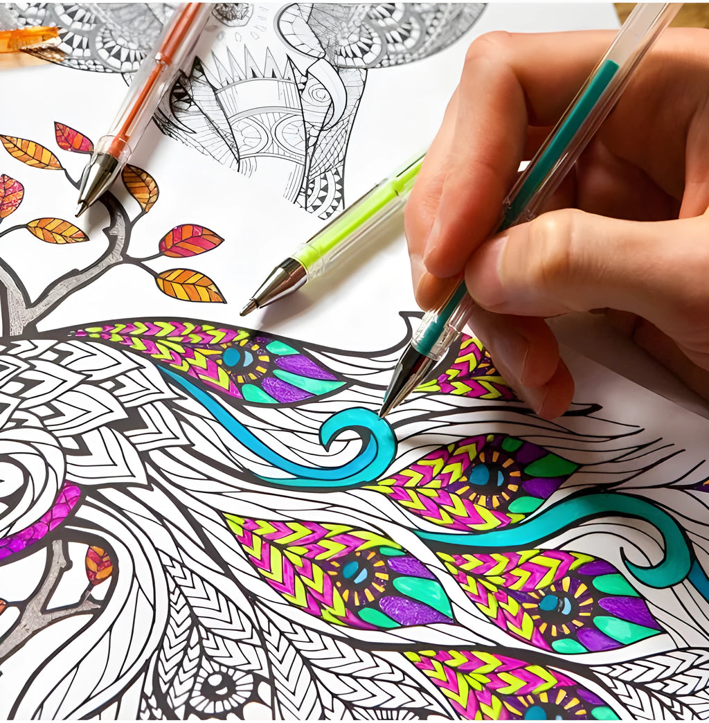 Colour gel pens showing 2.2mm inner diameter ink tube with 25 and 50 pack options